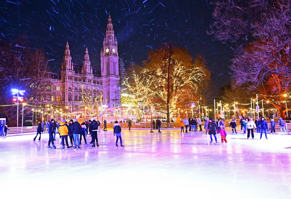Mesnchen am Eislaufplatz vor dem Wiener Rathaus