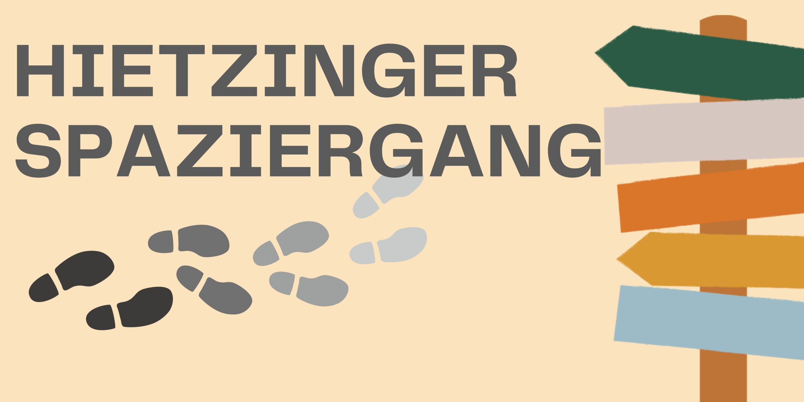 Grafik mit Wegweisern und Schuhabdrücken