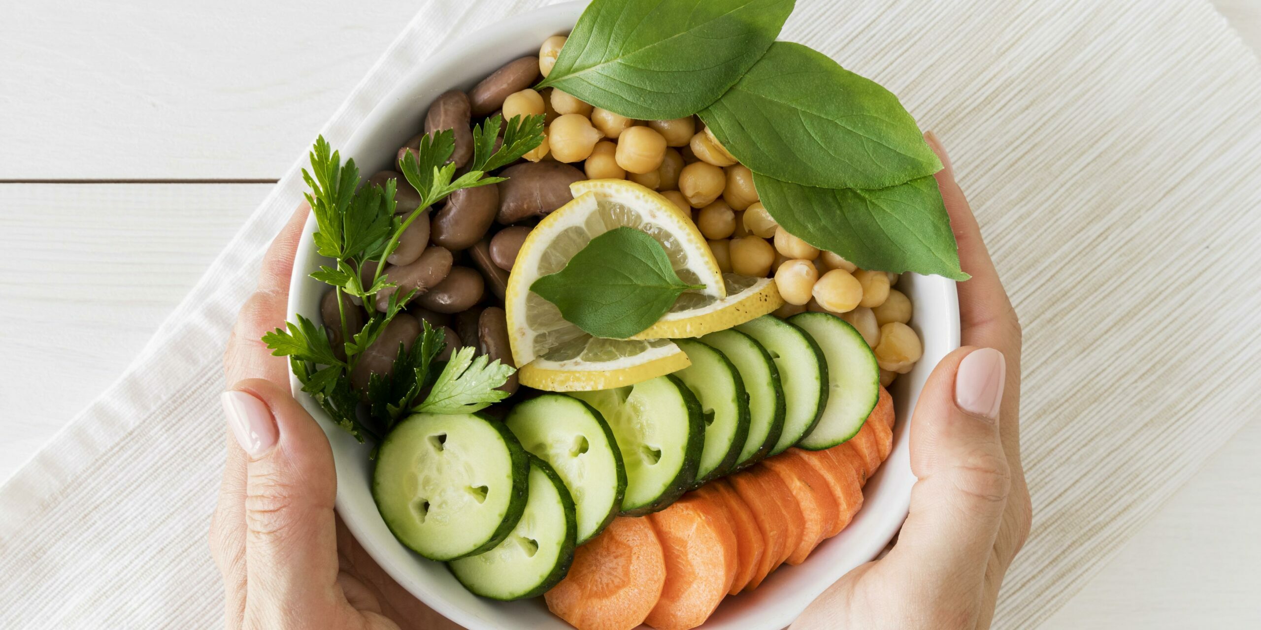 Gesundes Essen in Schüssel